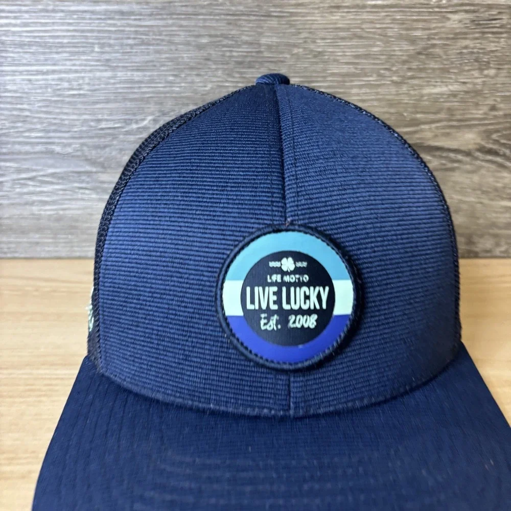 Topgolf Hat Cap Snap Back Trucker Mesh Blue Black Clover Live Lucky Mens Golf